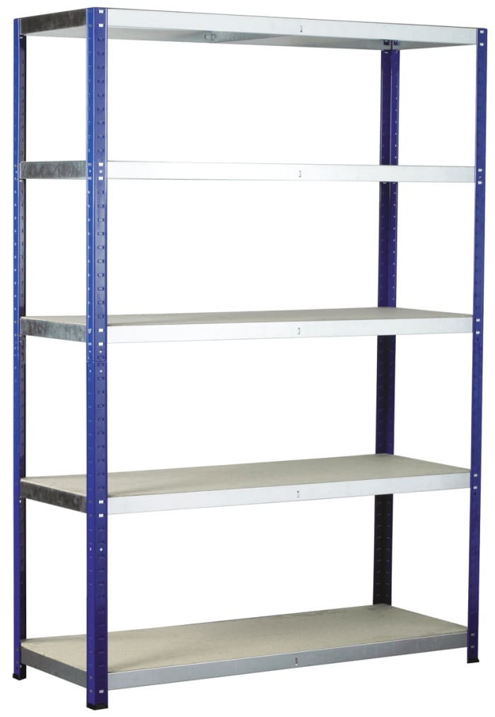 Système d'étagères RS PRO en Aggloméré, acier galvanisé 1800mm x 900mm x 600mm, charge 265kg, 5 niveaux