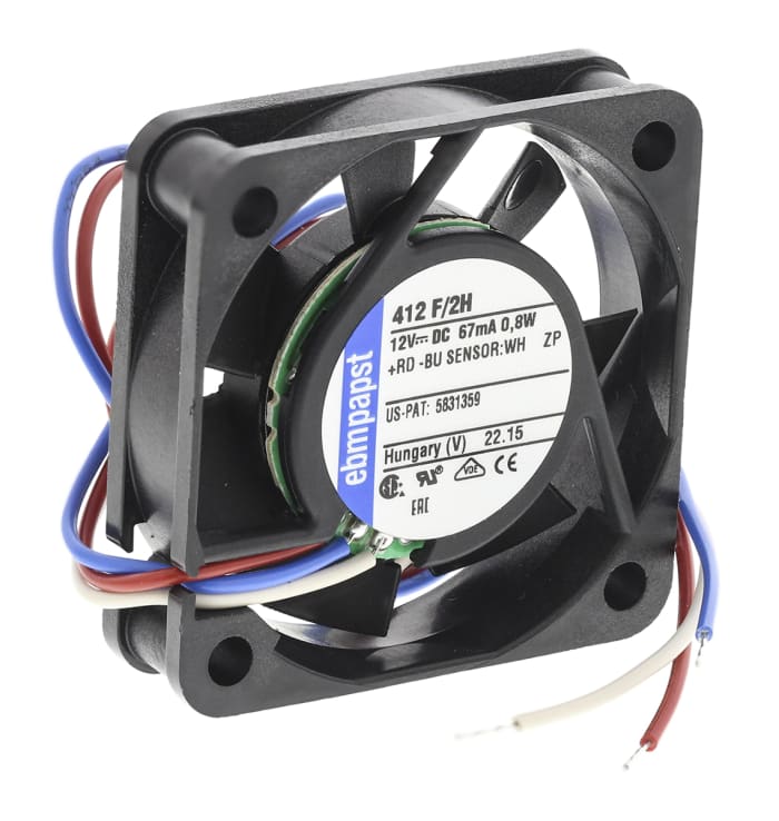 ebm-papst 400 F Series Axial Fan, 12 V dc, DC Operation, 9m³/h, 800mW, 40 x 40 x 10mm