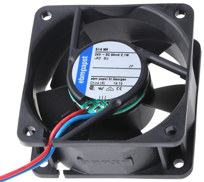 ebm-papst 600 N Series Axial Fan, 24 V dc, DC Operation, 43m³/h, 2.1W, 60 x 60 x 25mm