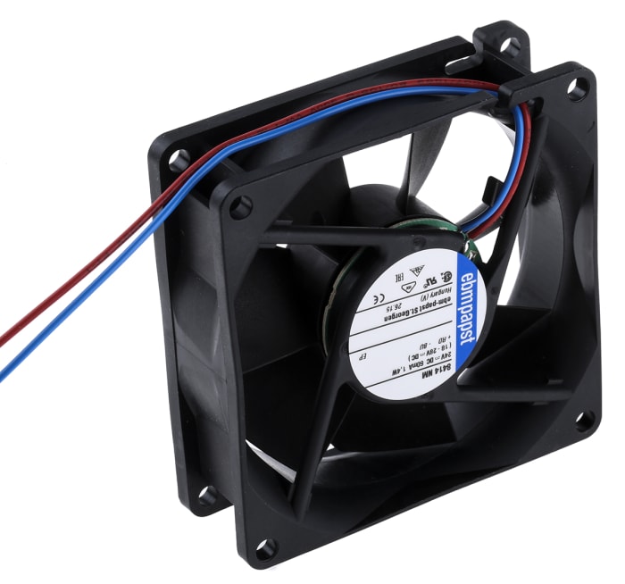 ebm-papst 8400 N Series Axial Fan, 24 V dc, DC Operation, 58m³/h, 1.4W, 80 x 80 x 25mm