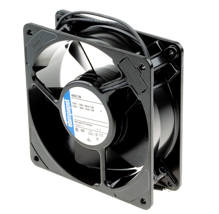 ebm-papst 4000 Z Series Axial Fan, 230 V ac, AC Operation, 98m³/h, 13W, 119 x 119 x 38mm