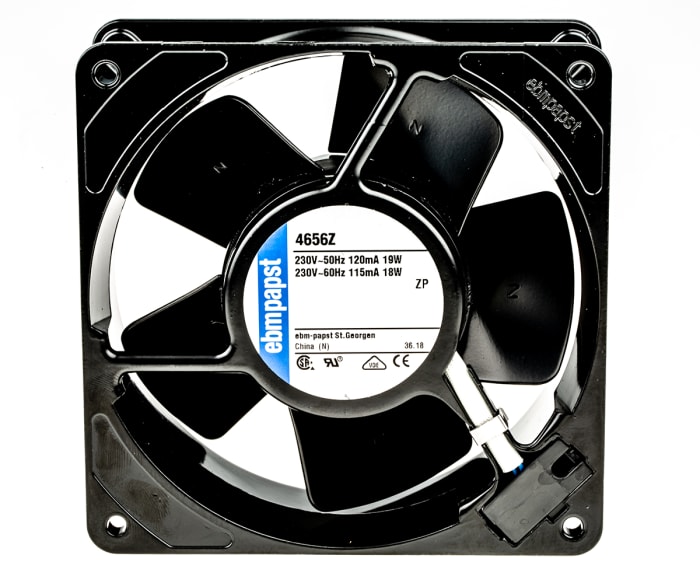 ebm-papst 4000 Z Series Axial Fan, 230 V ac, AC Operation, 160m³/h, 19W, 119 x 119 x 38mm