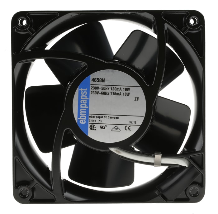 Ventilador Axial ebm-papst 4000 N de 119 x 119 x 38mm, 230 V ac, 19.5W, 2950rpm, caudal 146m³/h, 54dB