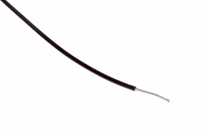 RS PRO Black 0.2 mm² Hook Up Wire, 24 AWG, 7/0.2 mm, 100m, PTFE Insulation