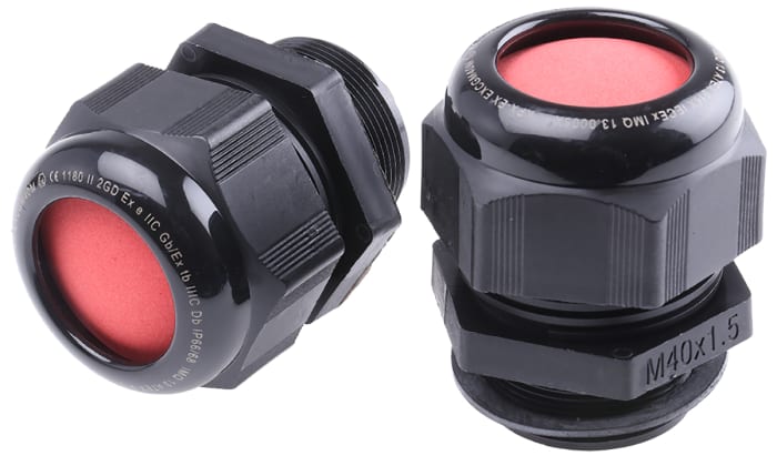 Kopex-EX CGM Series Black Nylon Cable Gland, M40 Thread, 22mm min., 32mm max., IP66, IP68
