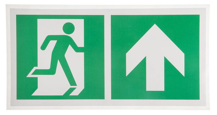 Kl 0058 Rs Pro Vinyl Emergency Exit Up With Pictogram Only Non Illuminated Emergency Exit Sign 813 4533 Rs Components