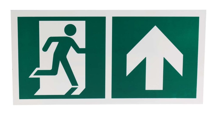 Aydınlatılmamış Acil Durum Çıkış İşareti, Acil Çıkış Kapısı Yukarıda, Plastik, 300 x 150mm