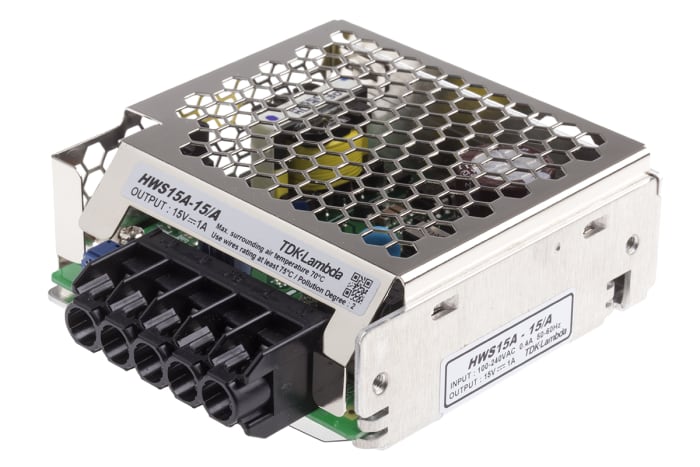 TDK-Lambda Switching Power Supply, HWS15A-15/A, 15V dc, 1A, 15W, 1 Output, 120 → 370 V dc, 85 → 265 V ac