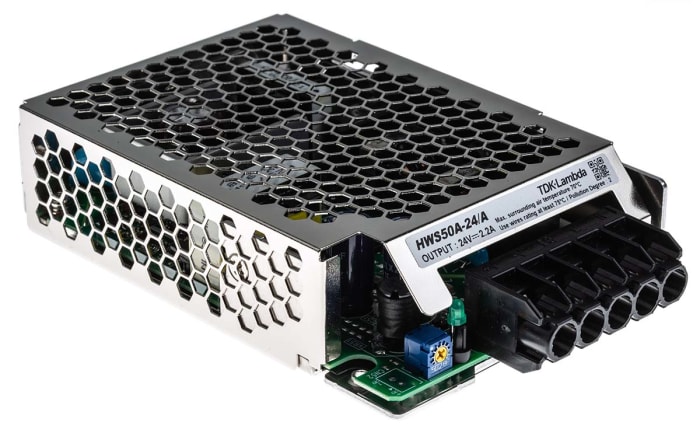 TDK-Lambda Switching Power Supply, HWS50A-24/A, 24V dc, 2.2A, 50W, 1 Output, 120 → 370 V dc, 85 → 265 V