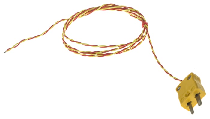 Thermocouple à jonction exposée RS PRO type K Ø 7/0.2mm, L 1m, +250°C max à Fiche mâle miniature