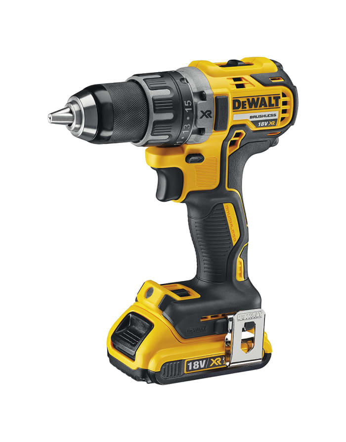 Taladro-atornillador DeWALT a batería Li-Ion de 18V 2Ah 460W, DCD791D2 con 2 baterías, Euroconector