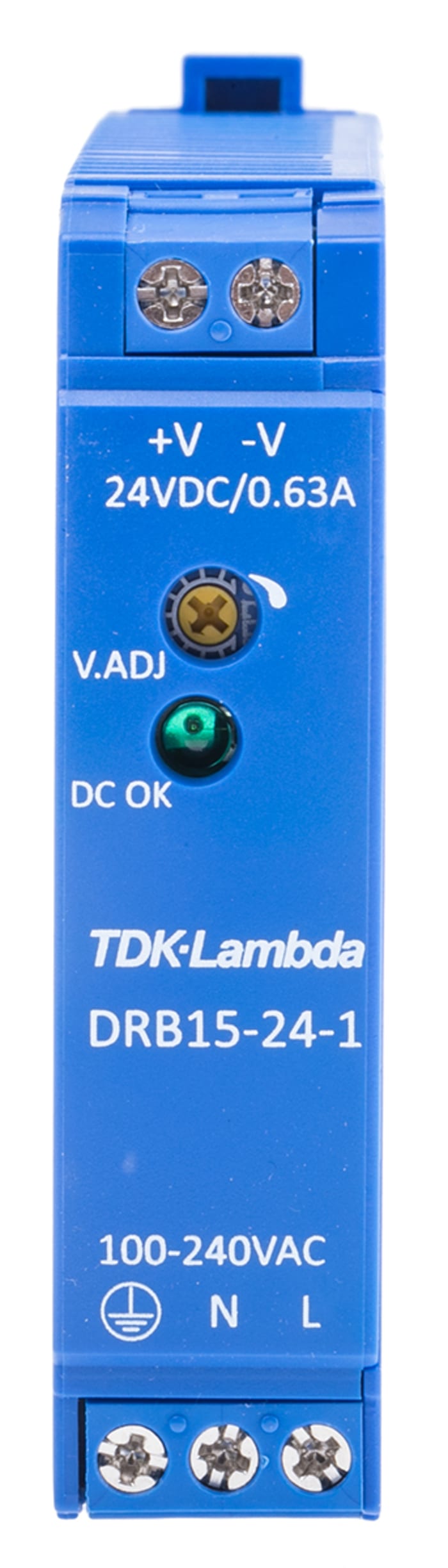 Alimentation pour rail DIN TDK-Lambda, série DRB, 85 → 264V c.a.in, 24V c.c.out 630mA, 15W