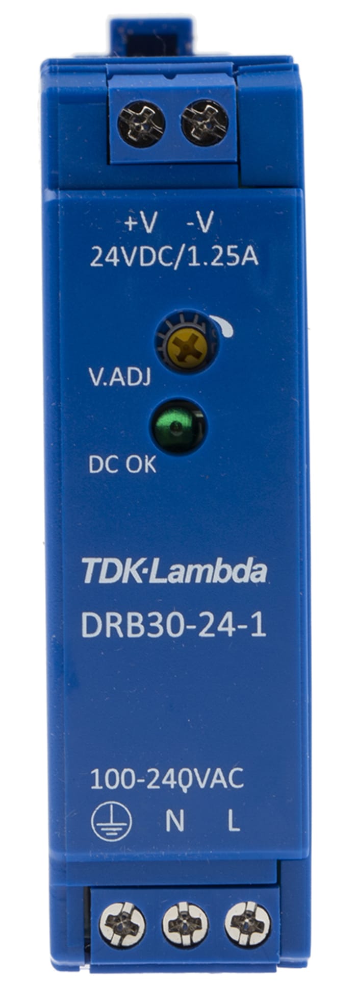 TDK-Lambda DRB Switched Mode DIN Rail Power Supply, 85 → 264V ac ac Input, 24V dc dc Output, 1.25A Output, 30W