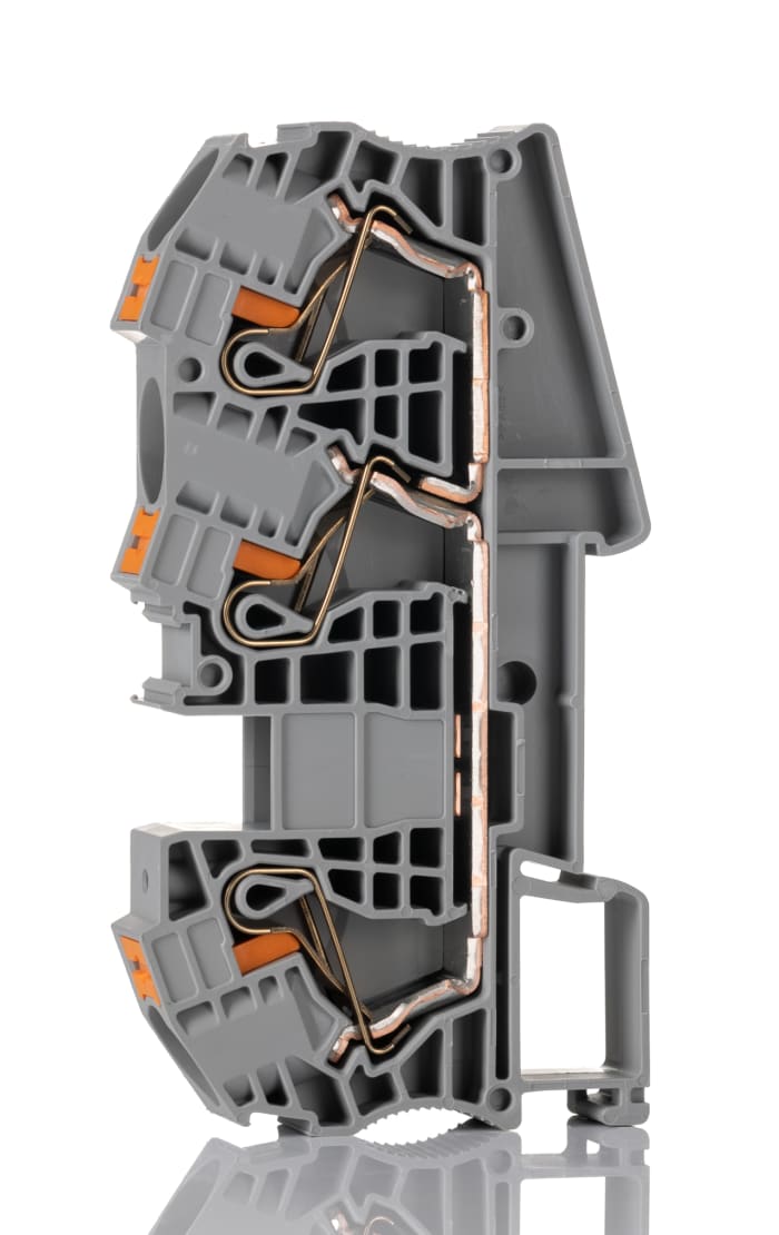 Bloc de jonction de traversée Phoenix Contact PT 16 Clipline, 0.5 → 25mm², Enfichable, Gris