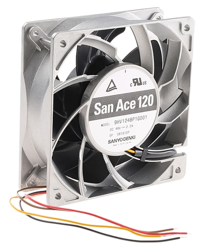 Sanyo Denki San Ace 9HV Series Axial Fan, 48 V dc, DC Operation, 498m³/h, 96W, 2A Max, 120 x 120 x 38mm