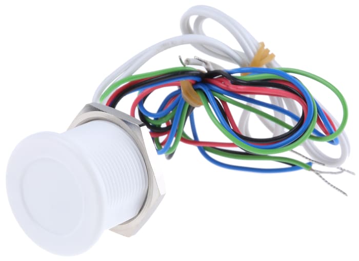 CAMDENBOSS Illuminated Piezo Switch, Momentary, SPST, IP68 / IP69, Wire Lead, 200 mA@ 12 V, -20 → +70°C White