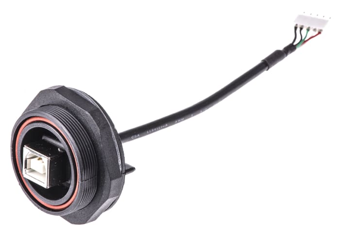 Bulgin Type B USB Konnektörü, Dişi, Versiyon 2.0, Tek Portlu, Panoya / Panele Monte, Düz