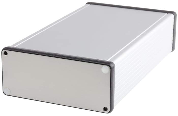 Hammond 1455 Series Silver Aluminium Enclosure, IP54, Black Lid, 220 x 125 x 51.5mm