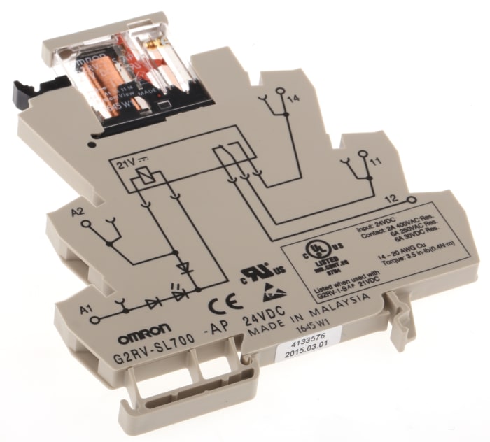 Omron DIN Rail Non-Latching Relay, 24V dc Coil, 6A Switching Current, SPDT