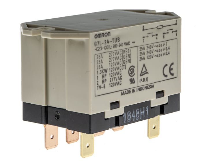 G7L2ATUB200/240AC Omron Omron 25 (Inductive Load) A, 30 (Resistive