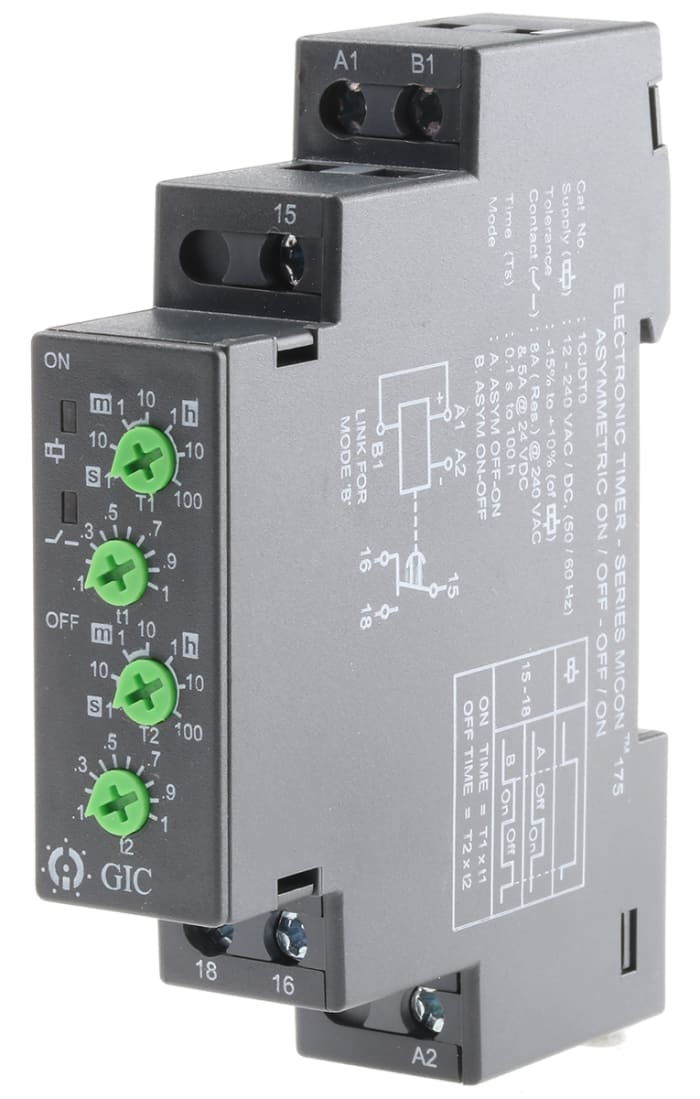1CJDT0 GIC GIC SPDT Multi Function Timer Relay, Asymmetric OFF/ON