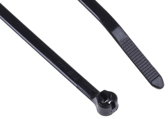 Thomas & Betts Cable Ties, Weather Resistant, 185.67mm x 4.83 mm, Black Nylon, Pk-1000