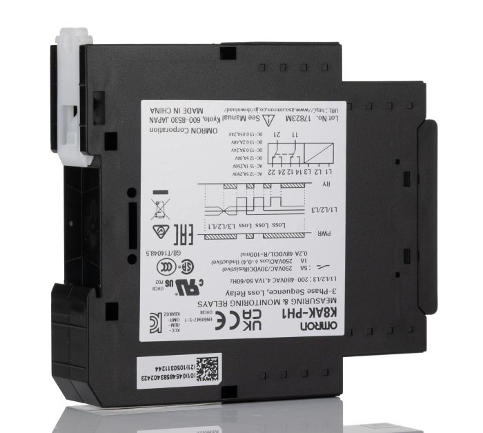 K8AKPH1200500VAC Omron | Omron Phase Monitoring Relay, 3 Phase, DPDT ...