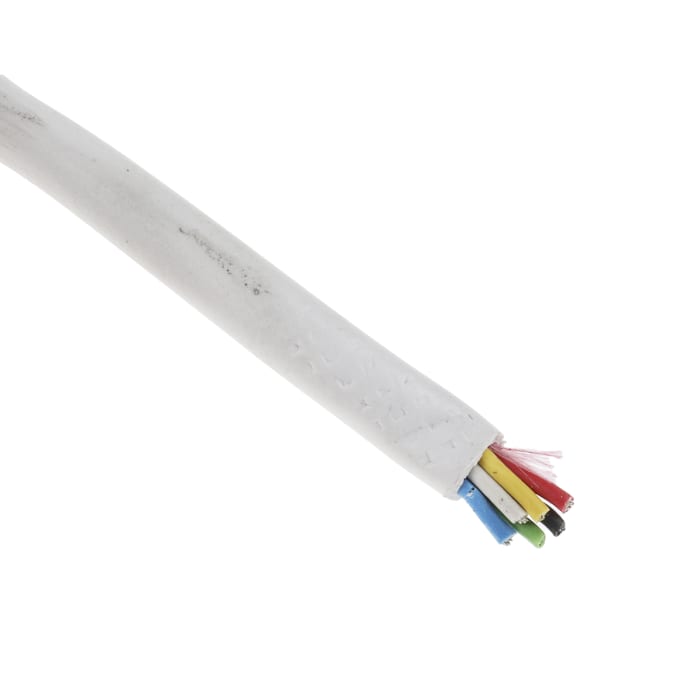 Cable de control RS PRO de 6 núcleos, 0,19 mm², Ø ext. 4.9mm, long. 100m, 50 V, 1 A por núcleo, funda de PVC
