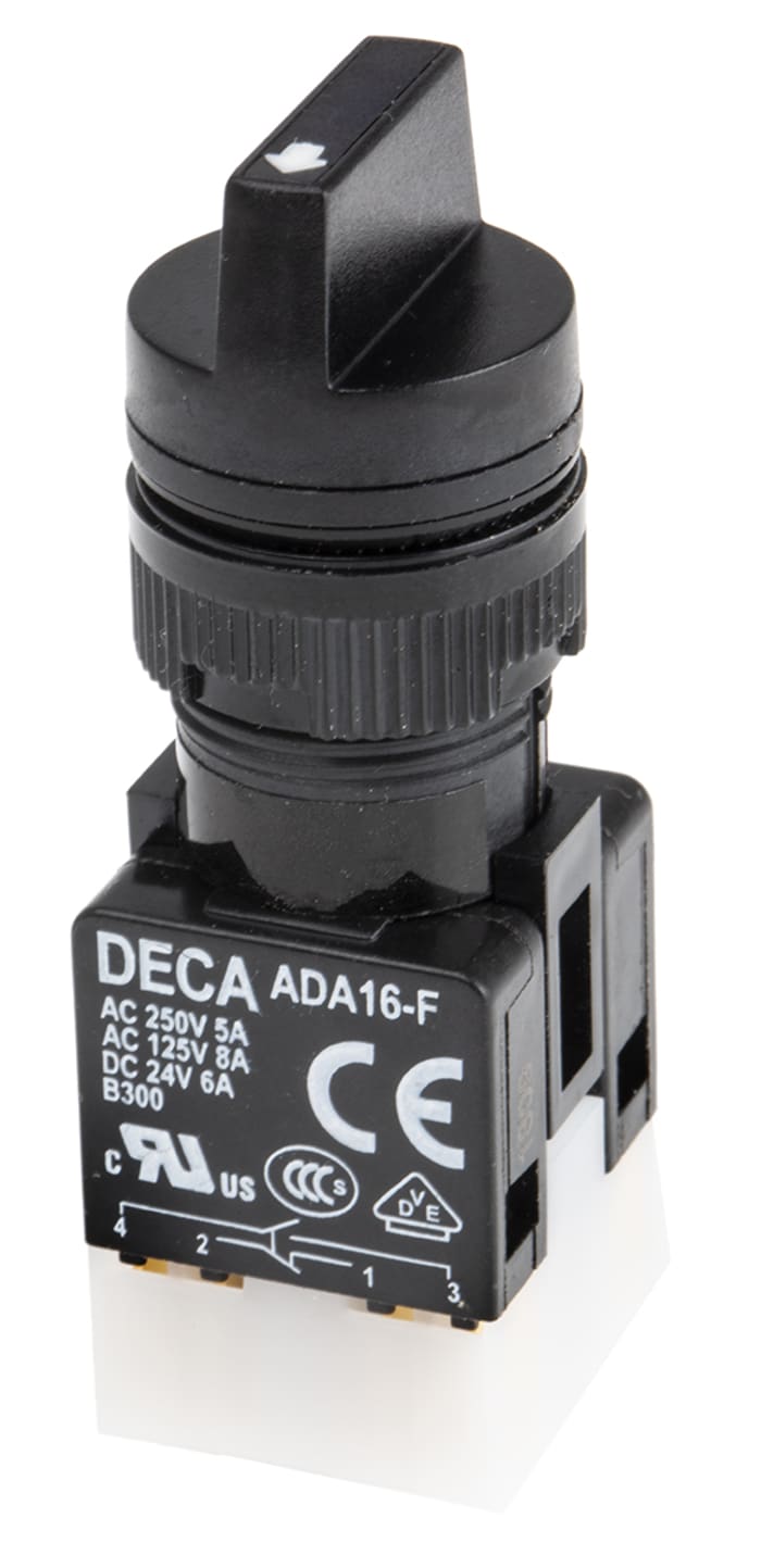 Komütatör / Rotary Switch, 16 mm Deliklere Uygun, 3 Konumlu, IP65, Lehime Uygun Bacaklı