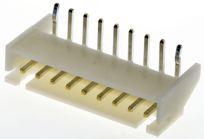JST XH Series Right Angle Through Hole PCB Header, 9 Contact(s), 2.5 mm Pitch, 1 Row, Shrouded