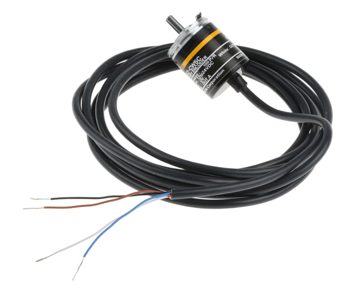 Omron E6A2 Series Incremental Incremental Encoder, 100 ppr, NPN Open Collector Signal, Solid Type, 4mm Shaft