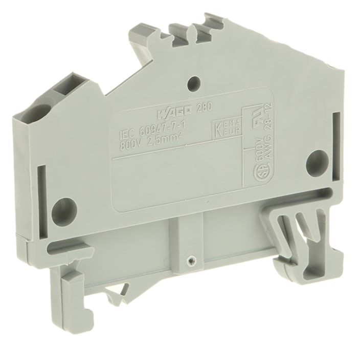 WAGO 280-641 280 Series Grey, 2.5mm², Single-Level, Cage Clamp Termination