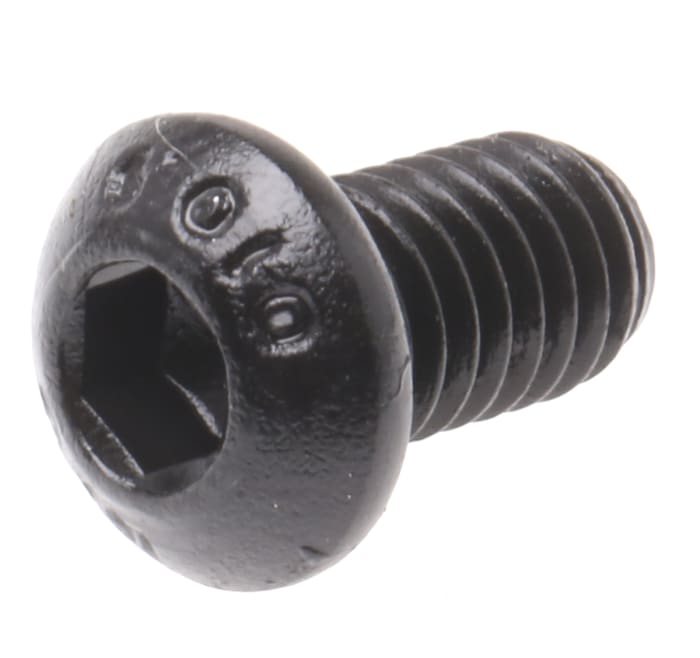 RS PRO Black Steel Hex Socket Button Screw, Hex, M6 x 10 mm