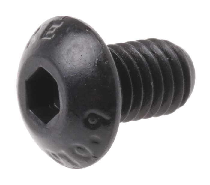 RS PRO Black, Self-Colour Steel Hex Socket Button Screw, ISO 7380, M5 x 8mm