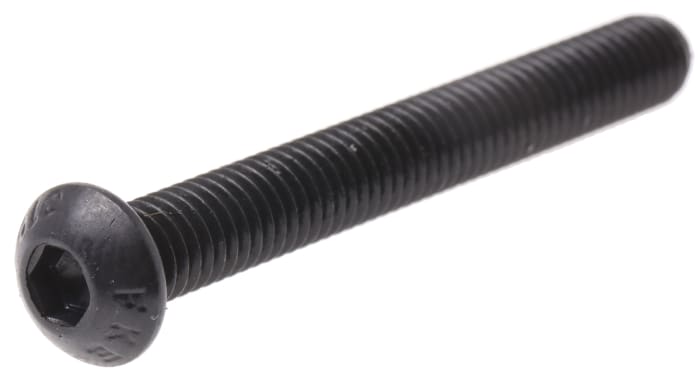 RS PRO Black, Self-Colour Steel Hex Socket Button Screw, ISO 7380, M6 x 50mm