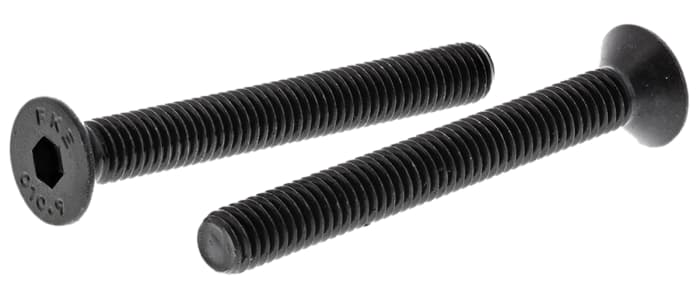 RS PRO Black, Self-Colour Steel Hex Socket Countersunk Screw, DIN 7991, M6 x 50mm