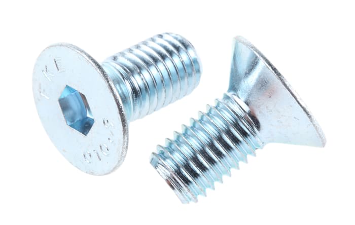 RS PRO Bright Zinc Plated Steel Hex Socket Countersunk Screw, DIN 7991, M12 x 25mm