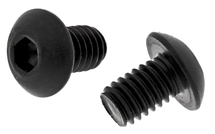 RS PRO Black, Self-Colour Steel Hex Socket Button Screw, ISO 7380, M4 x 6mm