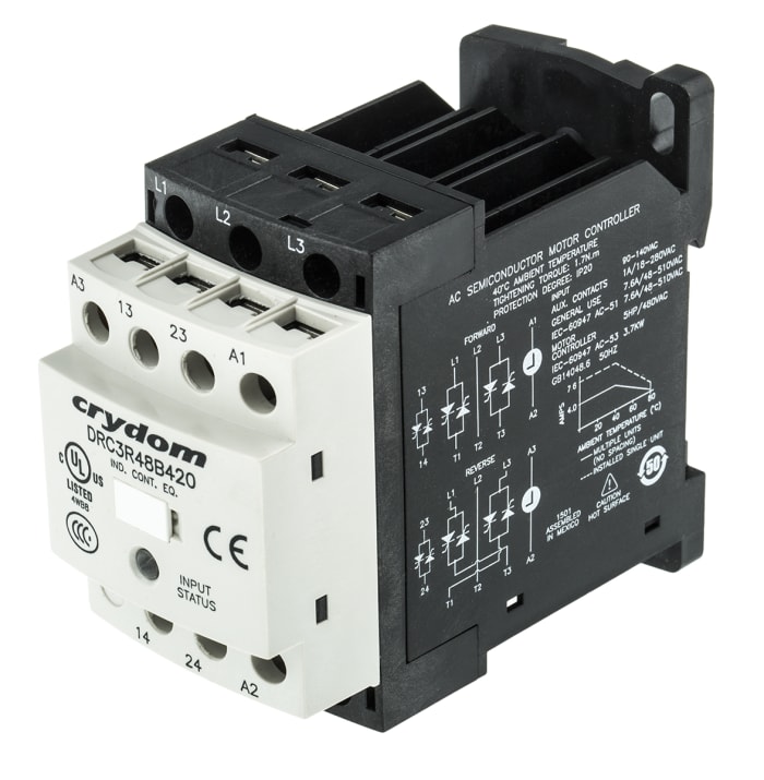 Sensata Crydom Solid State Relay, 7.6 A Load, DIN Rail Mount
