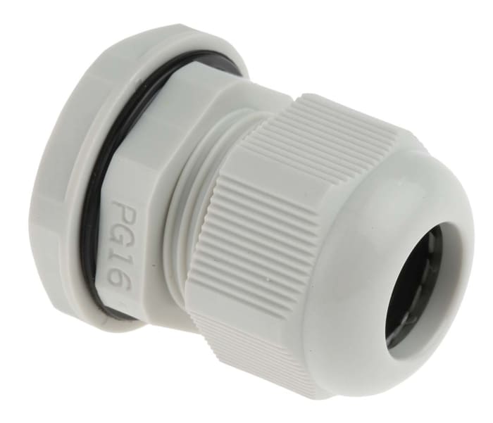 RS PRO Grey Nylon Cable Gland, PG16 Thread, 10mm min., 14mm max., IP68
