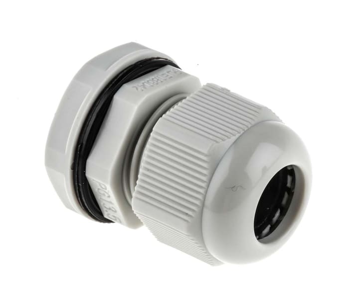 RS PRO Grey Nylon Cable Gland, PG13.5 Thread, 6mm min., 12mm max., IP68