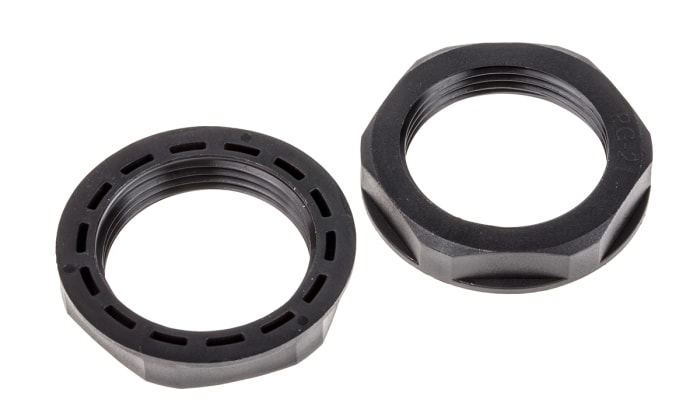 Pojistná matice kabelových průchodek Nylon 66 závit PG21 Černá, IP68 RS PRO