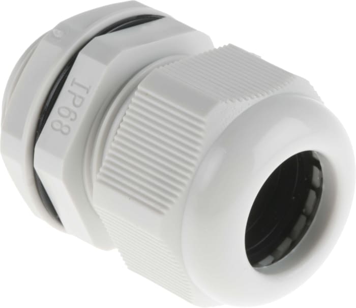 RS PRO Grey Nylon Cable Gland, M25 Thread, 13mm min., 18mm max., IP68