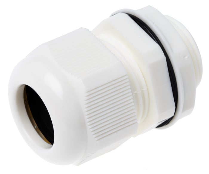 RS PRO White Nylon Cable Gland, M25 Thread, 13mm min., 18mm max., IP68