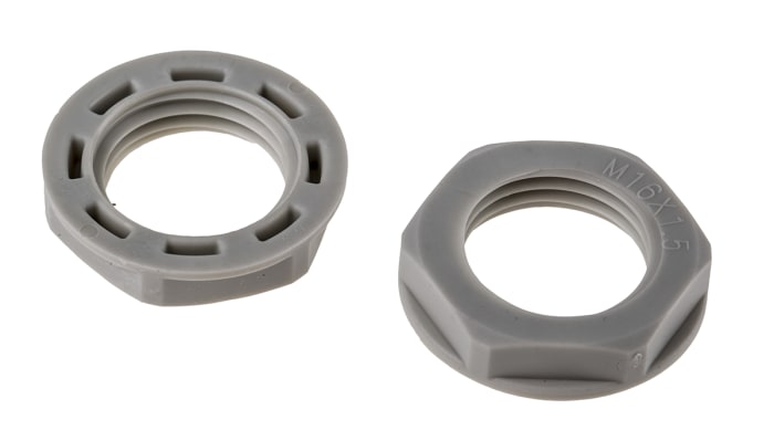 RS PRO Grey Polyamide 66 Cable Gland Locknut, M16 Thread, IP68