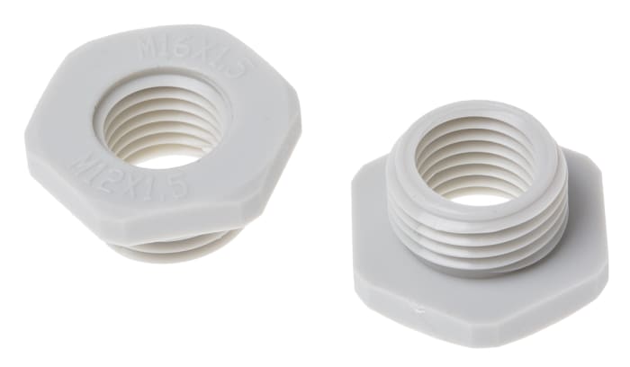 Adaptér kabelové průchodky Reduktor adaptéru kabelových průchodek M16 na M12 barva Šedá Nylon 66 RS PRO