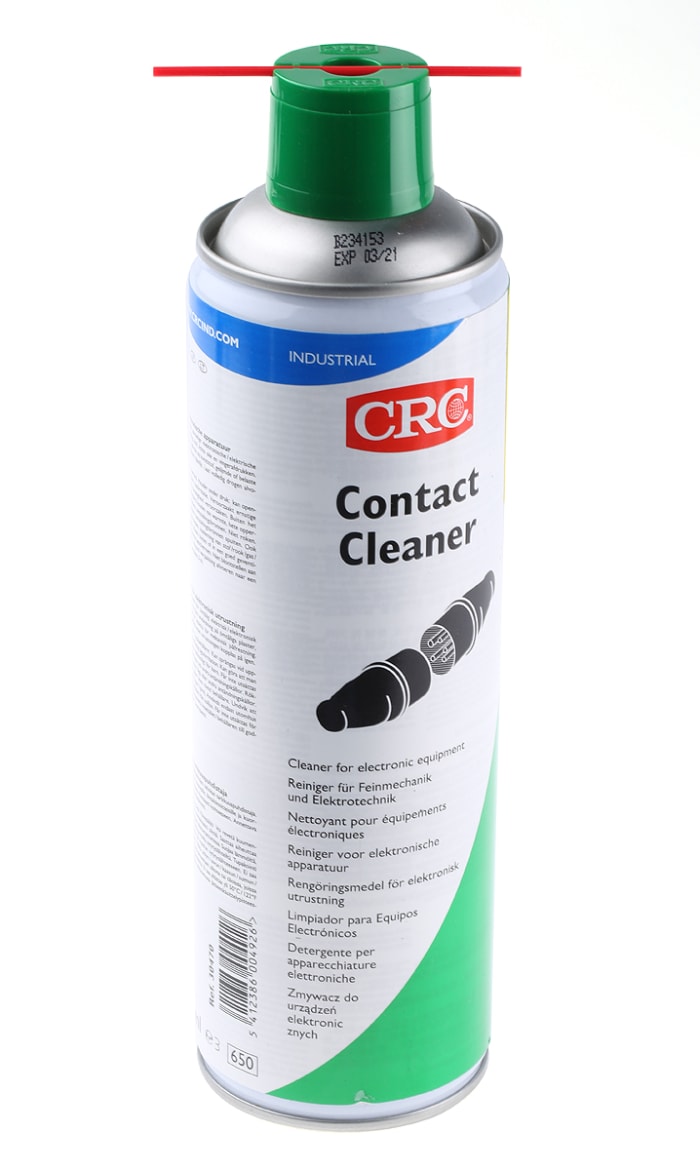 Nettoyant pour contacts électriques CRC Contact Cleaner, Aérosol 500 ml pour Système d'alarme et de signal,