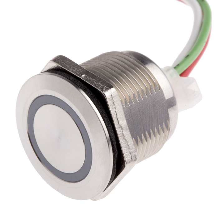 RS PRO Capacitive Touch Switch Momentary NC, ,Illuminated Red, IP68 Brass 8232788 RS