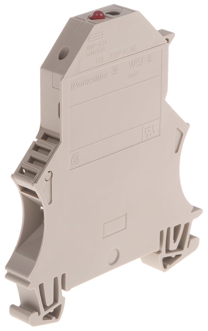 Bloc de jonction rail DIN à fusible Weidmuller W, 6mm², A visser, Beige