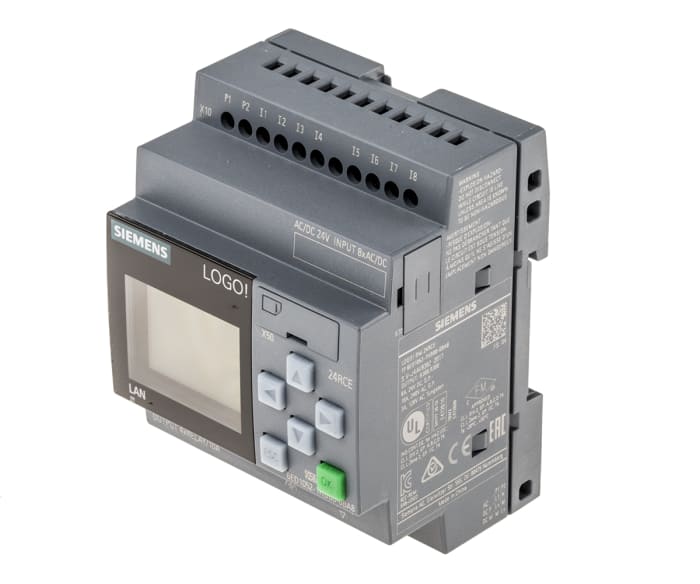Siemens LOGO! 8 Logic Module, 24 V dc Relay, 8 x Input, 4 x Output With Display